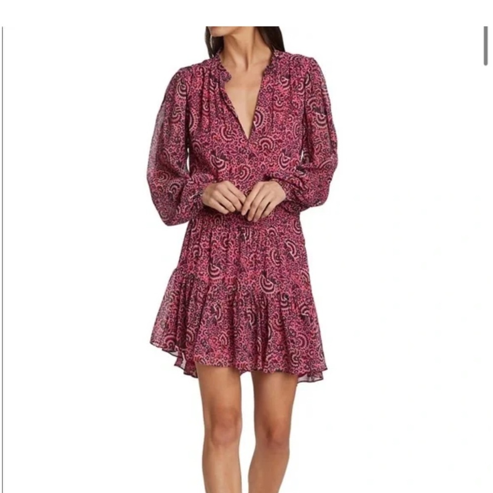 A.L.C. Pink Paisley Long-Sleeve Mini Dress